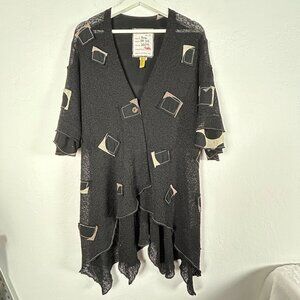 Staley Gretzinger Women's Small Black Art to Wear Asymmetric Cardigan Patchwork